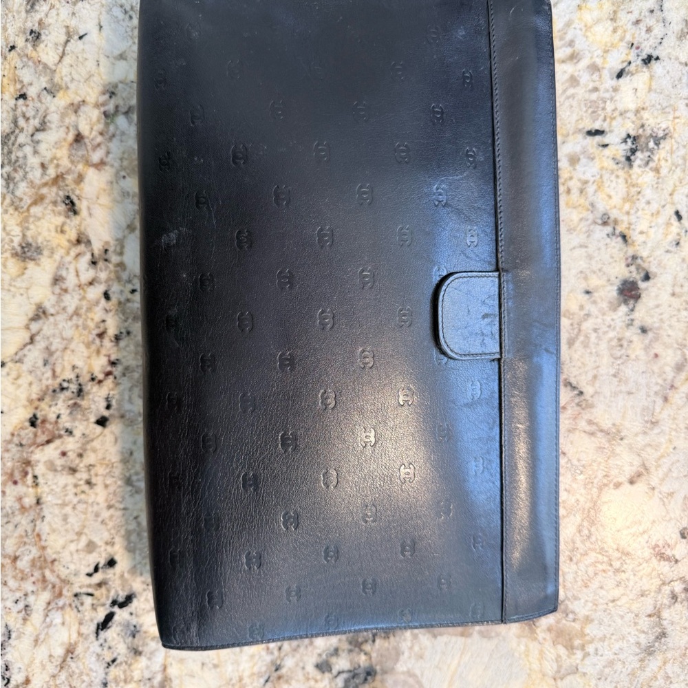 CHANEL Black Embossed Leather Clutch